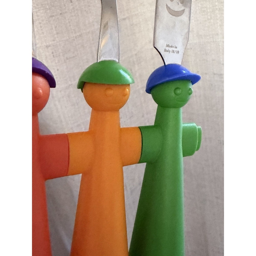 Rivadossi Trebimbi Kids Flatware 4 Piece Italy Smiley Colorful Y2K Postmodern - Picture 7 of 11